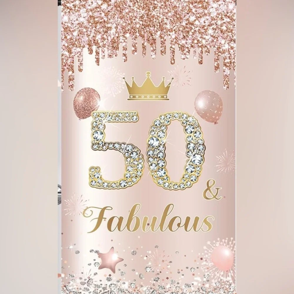 50 and fabulous Rose gold door cover, 3 x 6